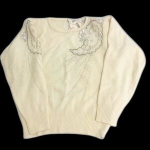 Marisa Christina Cream Sweater with Sequin Details Vintage Romantic Bridal